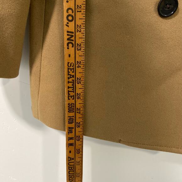 J. Crew Women's Wool Coat Jacket Double Breasted Tan Camel Small Pea Coat - Picture 4 of 5